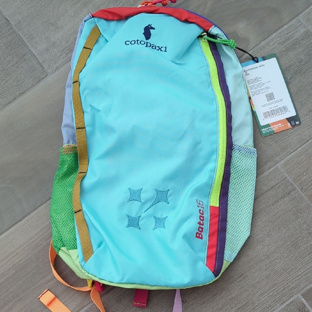 Cotopaxi Batac 15L Backpack in Aqua and Multicolor